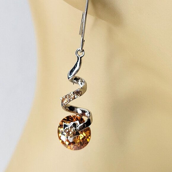 Citrine Yellow Crystal Earring - Picture 2 of 8